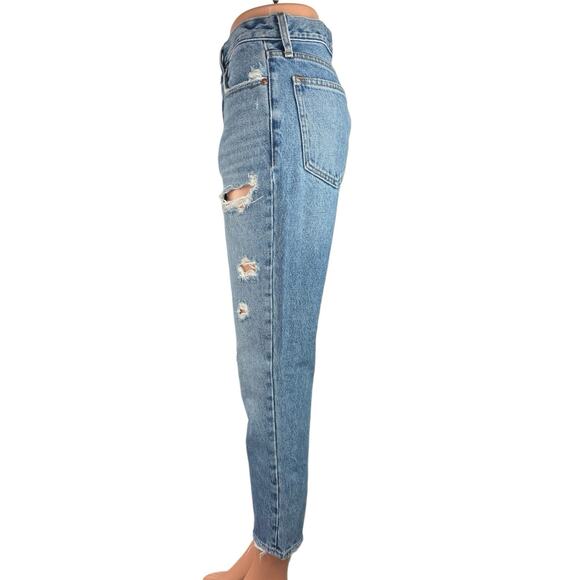 Abercrombie & Fitch Mom Jean Women's Blue High Rise Distressed Ankle Jeans Sz 2 - Picture 2 of 5